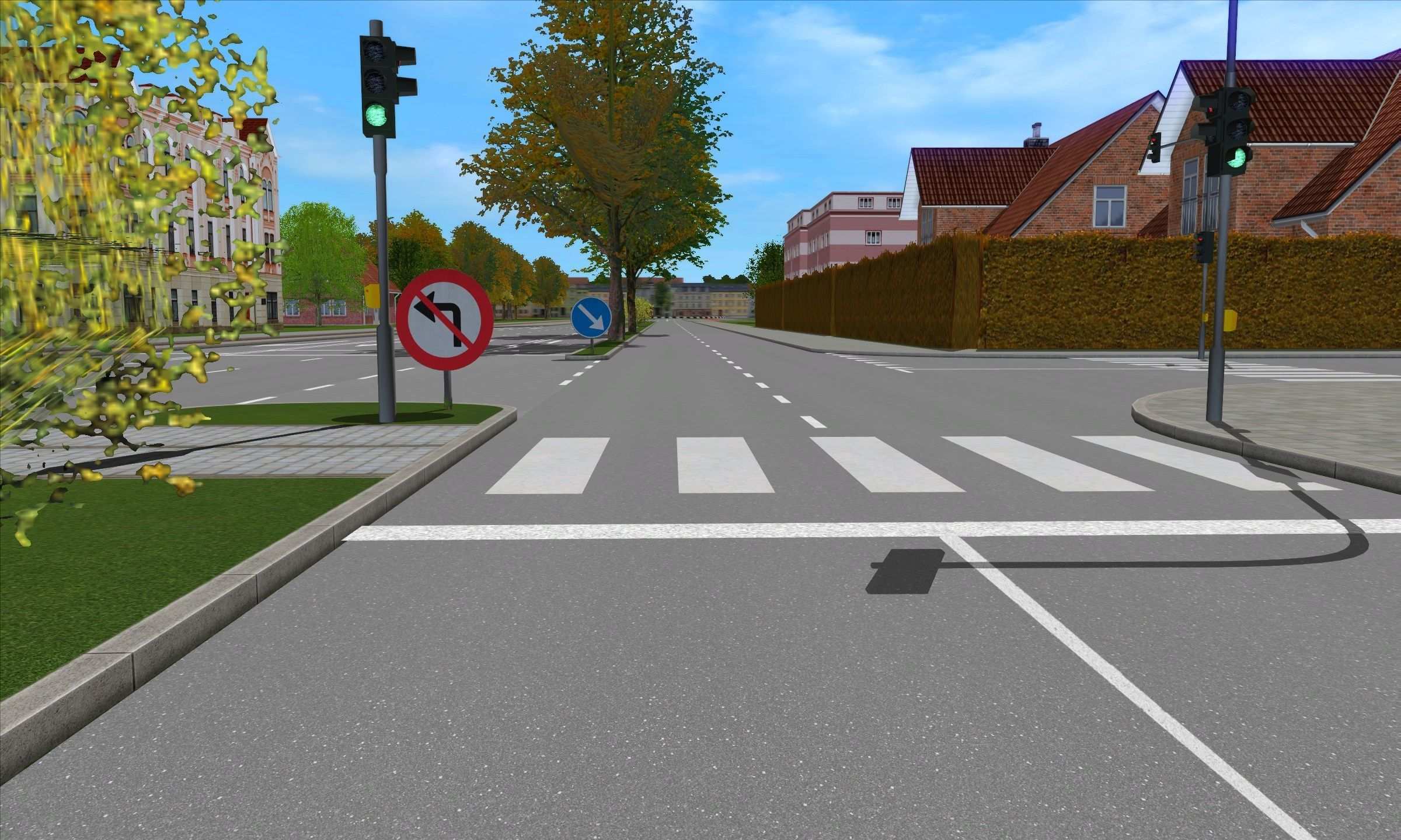 Road situation with traffic lights